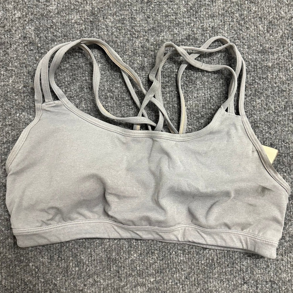 Athleta Sports Bra Womens Size XS Gray Strappy Back Mesh Lined Athletic Yoga